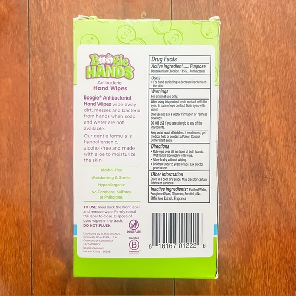 Boogie Antibacterial Hand Wipes, 3 Packs (20 Wipes Each) - Picture 2 of 3